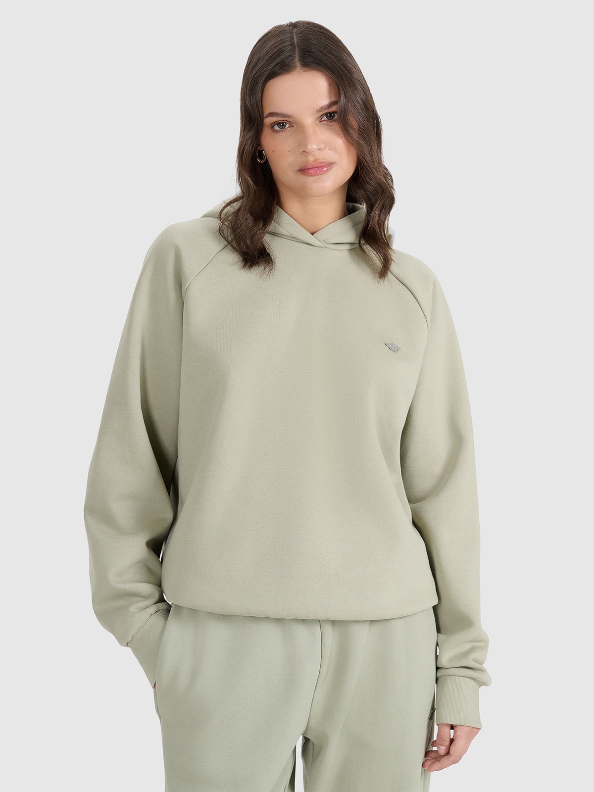 Unisex pullover sweatshirt with hood - olive/khaki | 4F