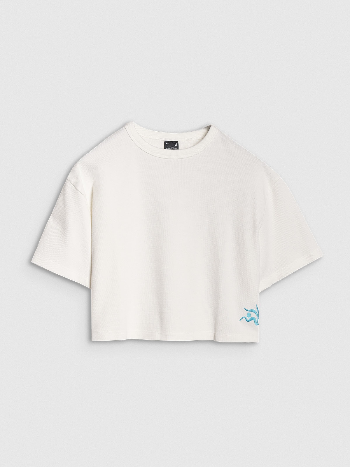 ★SATUR★ W Bon Voyage Slim Fit Crop T-Shirt Cream T-shirt crop top gładki damski - beżowy | 4F - sportowa