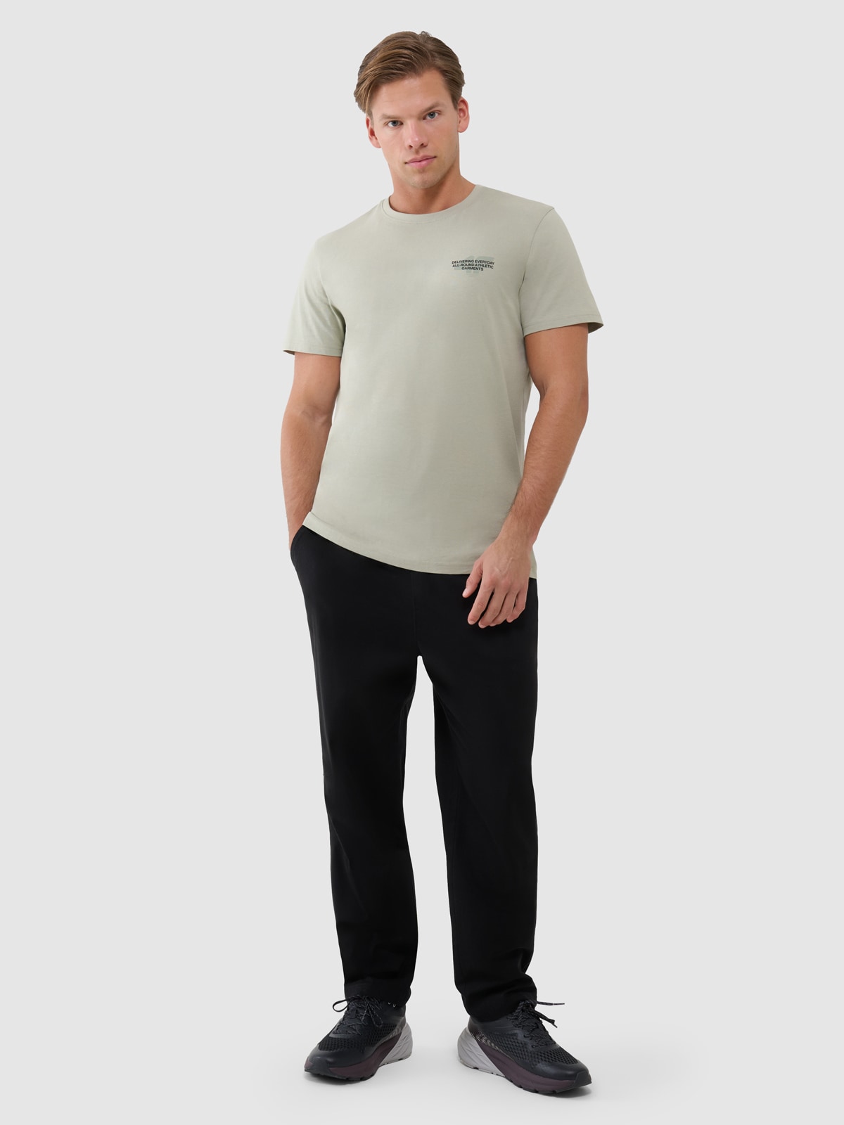 Men's regular T-shirt with print - olive/khaki | 4F