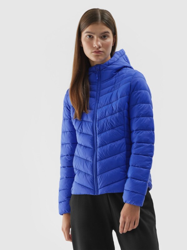 Women s down jacket with recycled filling cobalt 4F Sportswear and shoes