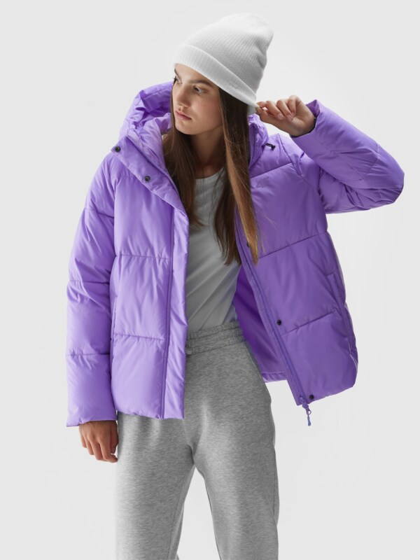 Women s oversize synthetic fill down jacket purple 4F Sportswear and shoes