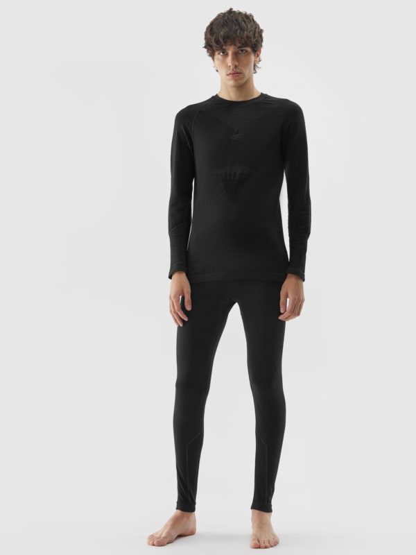 Men s seamless thermal underwear with Merino wool top black 4F Sportswear and shoes