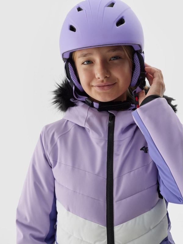 Girl s ski jacket 10000 membrane purple 4F Sportswear and shoes