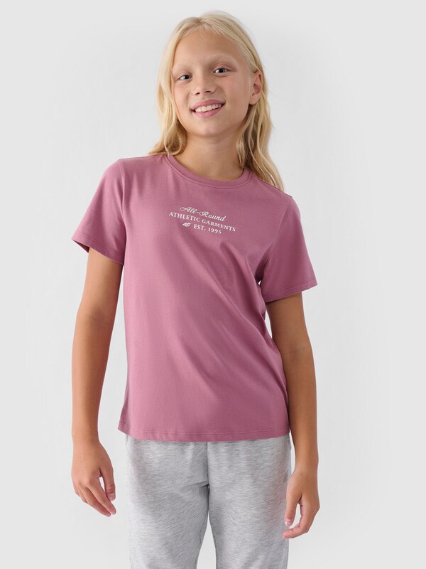 Girl's printed T-shirt - pink | 4F: Sportswear and shoes