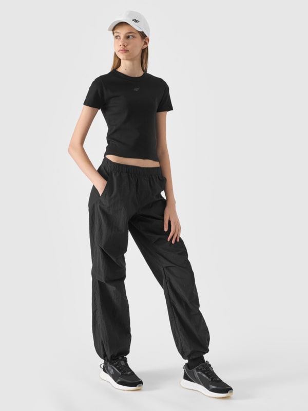 Girl s parachute jogger trousers black