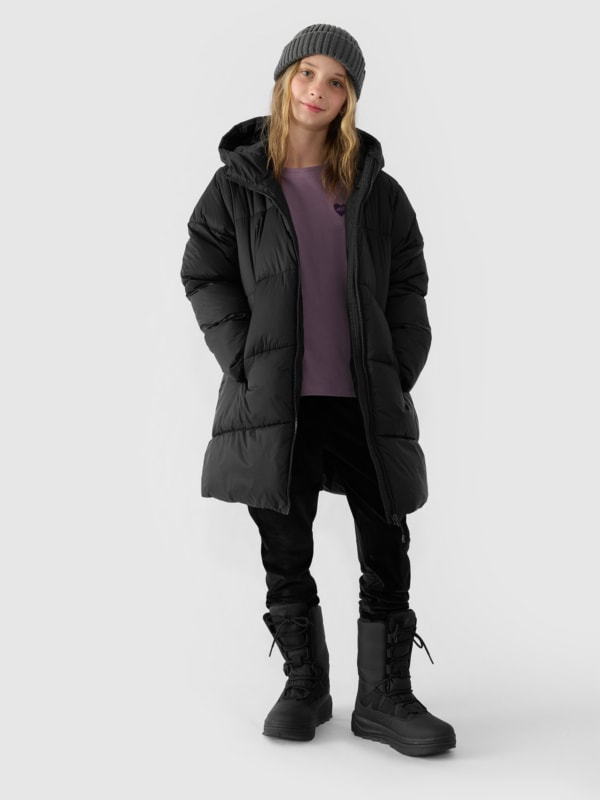 Synthetic Filled Down Coat for Girls Black