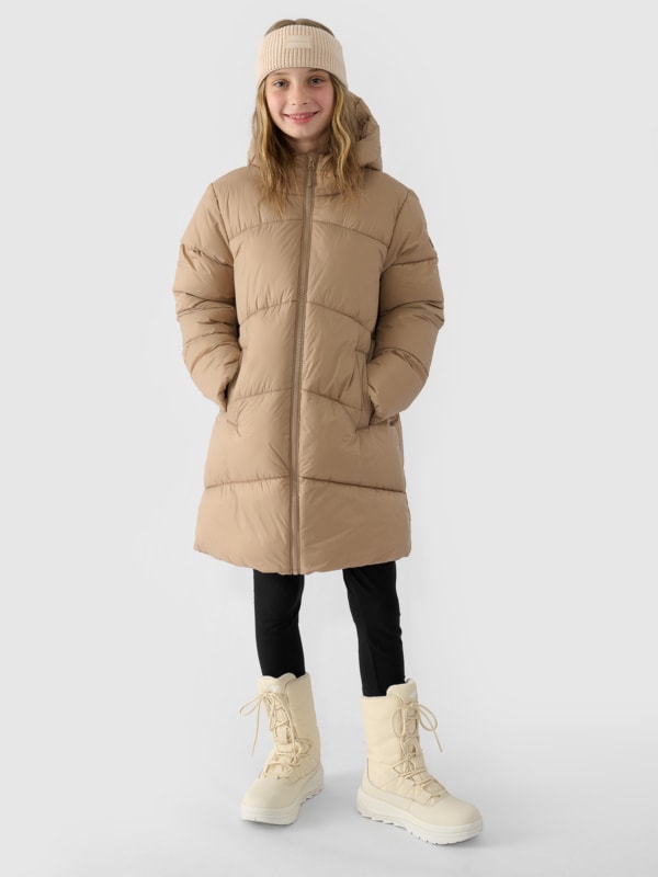 Synthetic Filled Down Coat for Girls Beige