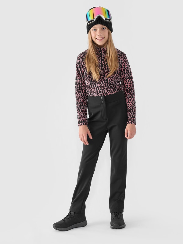 Girls' 5000 membrane softshell ski pants - black | 4F