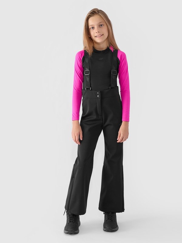 Girls' 5000 membrane softshell ski pants - black | 4F