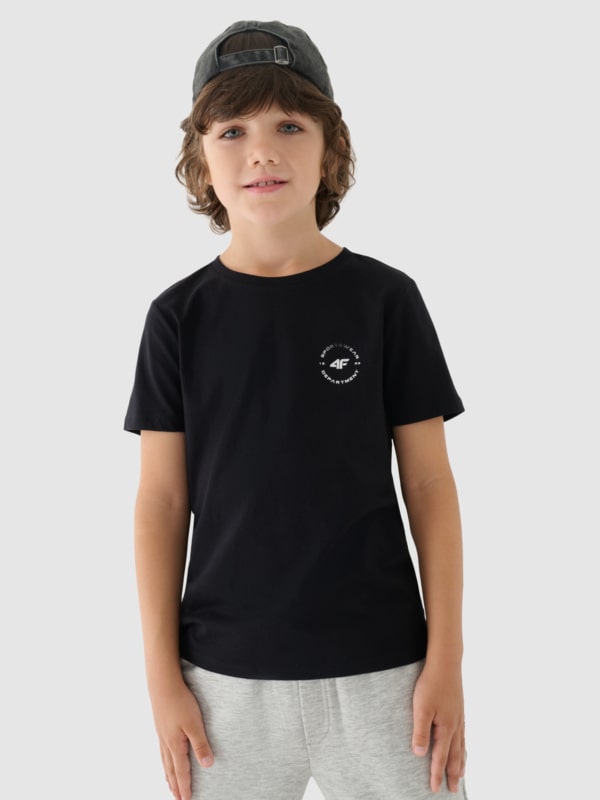 Boy s regular plain T shirt black