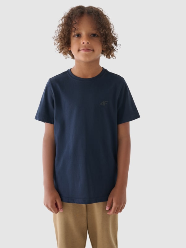 Boy s plain T shirt navy blue