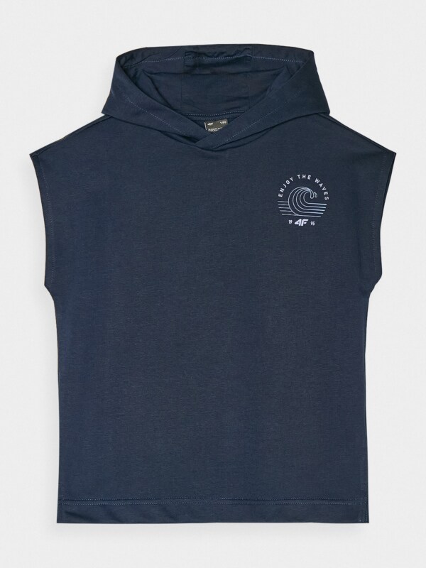Navy blue sleeveless hoodie deals