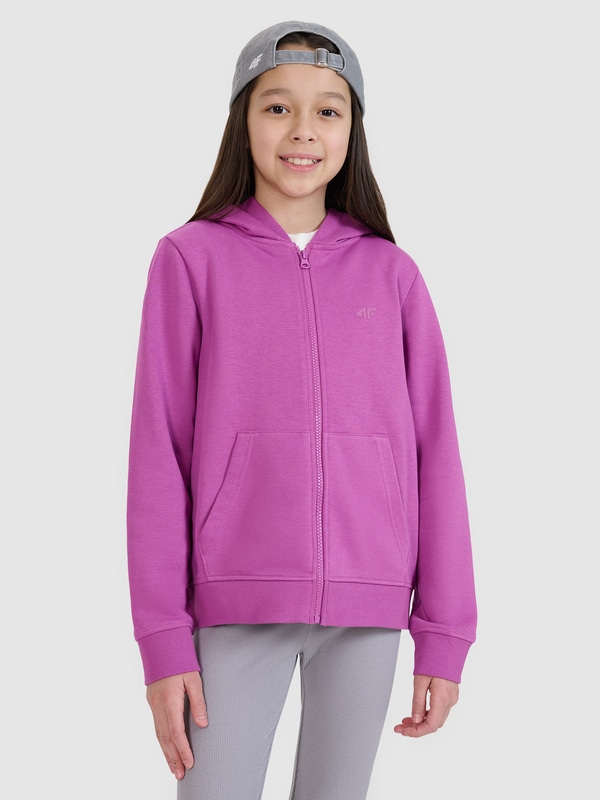 Girl's zip-up sweatshirt with hood - purple | 4F: Sportswear