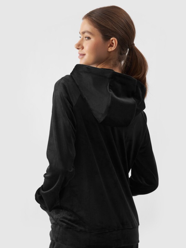 Black velour hoodie women's deals