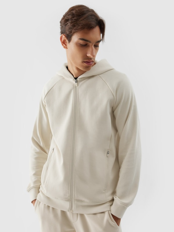 Cream zip up hoodie mens sale