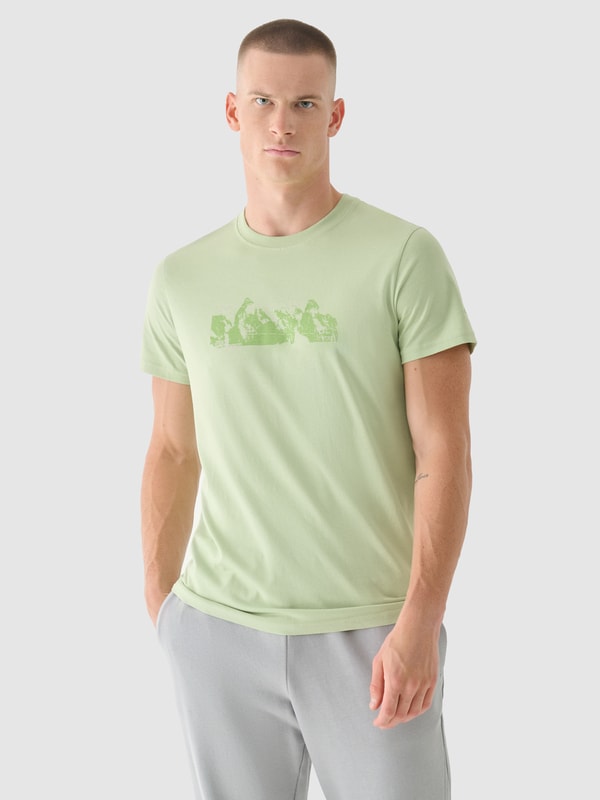 百貨店福袋 T-shirt regular sportowa - 4F | oliwkowy - męski nadrukiem z Clothing