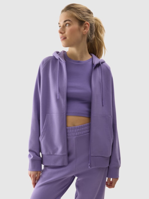 Women s zip up hoodie purple 4F Sportswear and shoes
