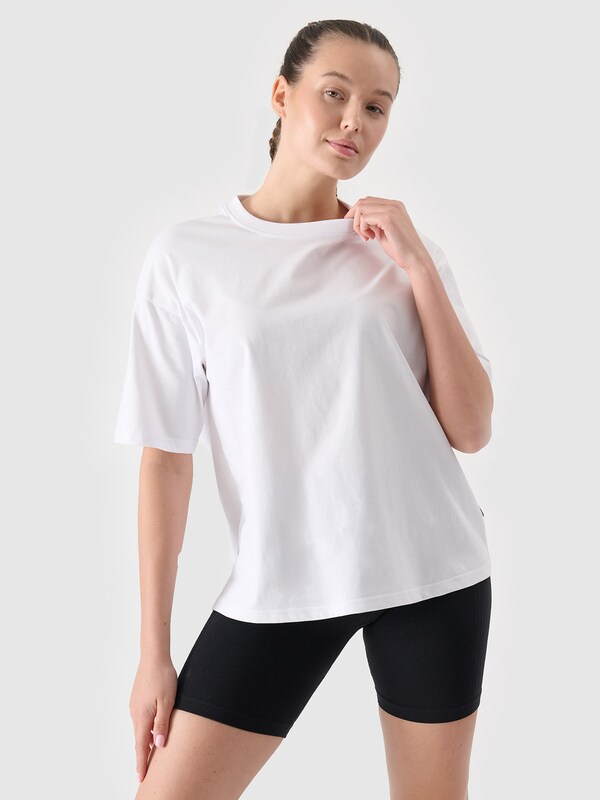 ◆GLOWNY◆ 34 G COMFORT TEE GRAY GY24CLBLS002GR T-shirt regular gładki męski - biały | 4F - sportowa odzież