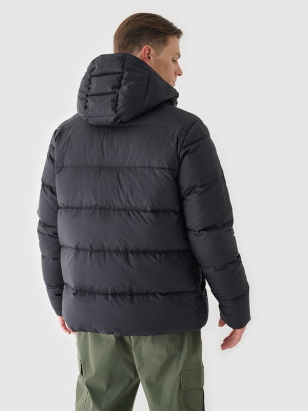 Men s winter down jacket with natural filling black