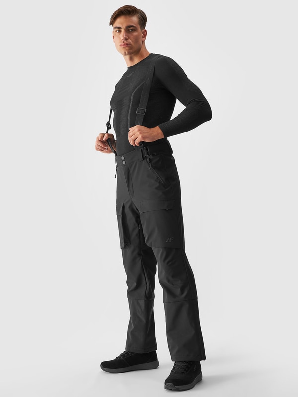 stealth men’s hydrophobic fleece pant スノーモービル　サイズL Ski pants with suspenders membrane 15000 men's - black | 4F