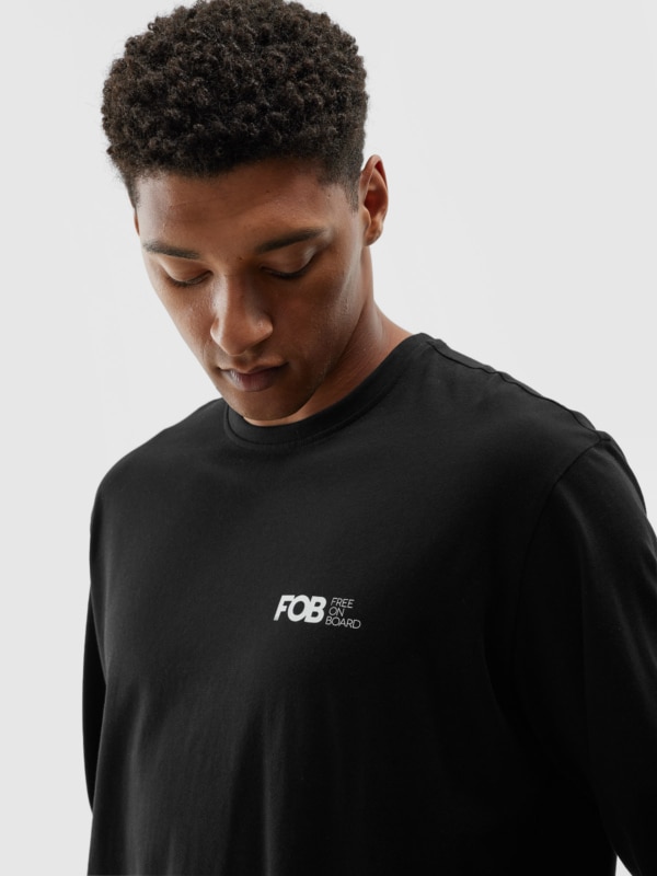 Men's oversized printed longsleeve - black | 4F: Sportswear