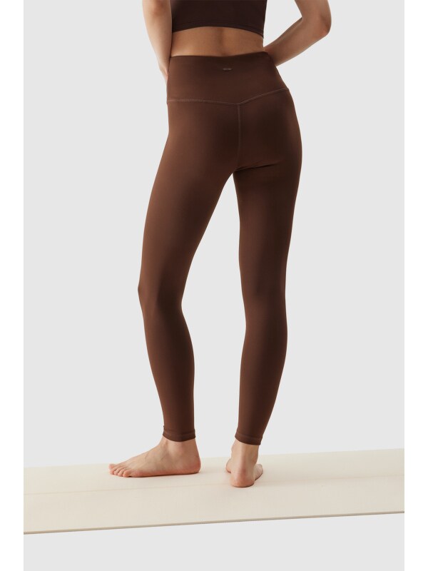 Women s recycled material yoga leggings brown 4F Sportswear and shoes