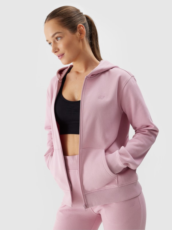 Ladies pink zip up hoodie sale