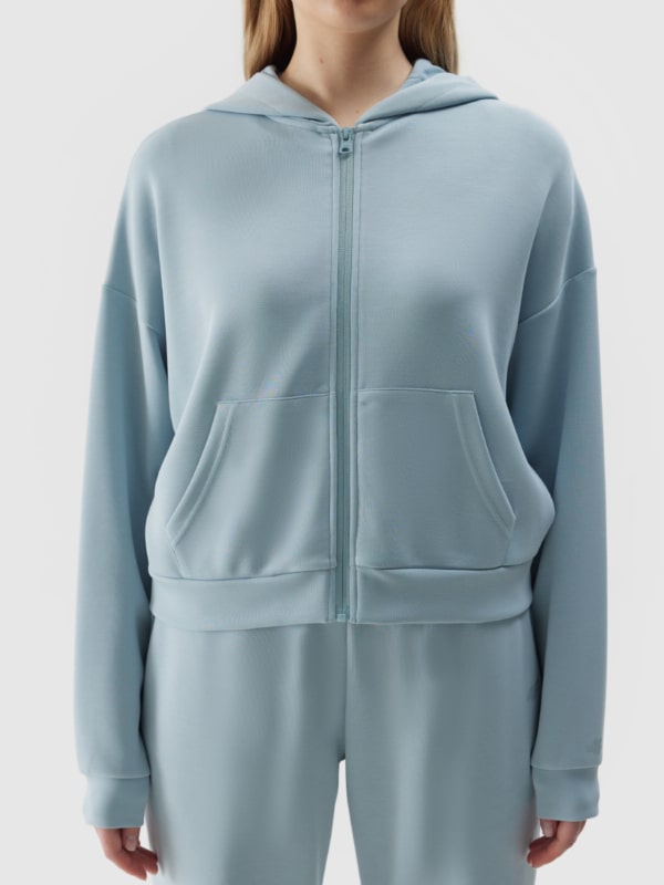 Women s zip up sweatshirt with modal blue 4F Sportswear and shoes