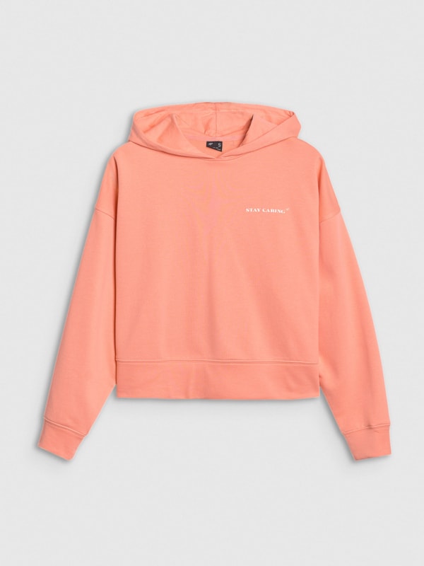 Women s pullover hoodie salmon 4F Sportswear and shoes