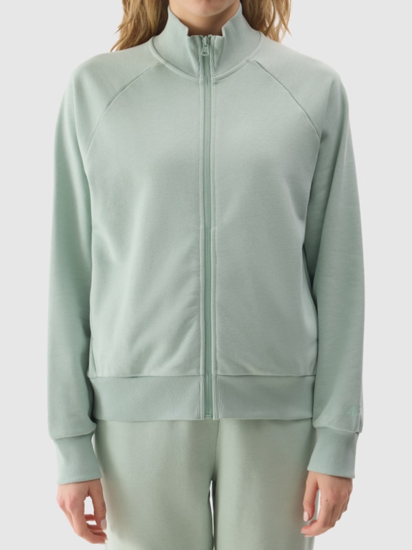 Women s zip up sweatshirt without hood green 4F Sportswear and shoes