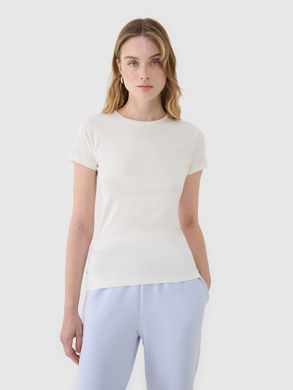 Slim modal women's t-shirt - white | 4F: Sportswear and shoes
