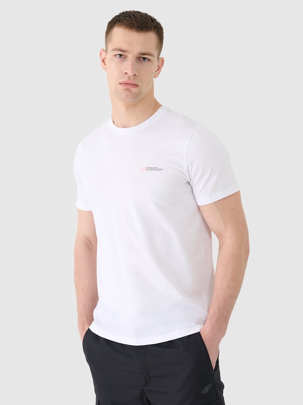 Men's regular plain t-shirt - white | 4F: Sportswear and shoes