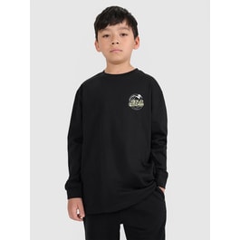 Boy's oversize longsleeve with print - white | 4F