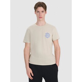 Men's regular T-shirt with print - beige | 4F: Sportswear