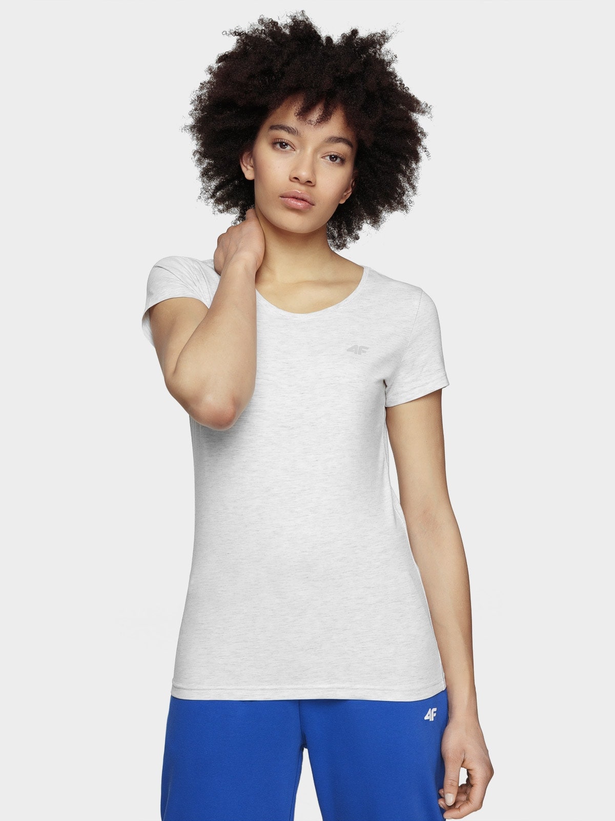 4F T-shirt slim gładki damski