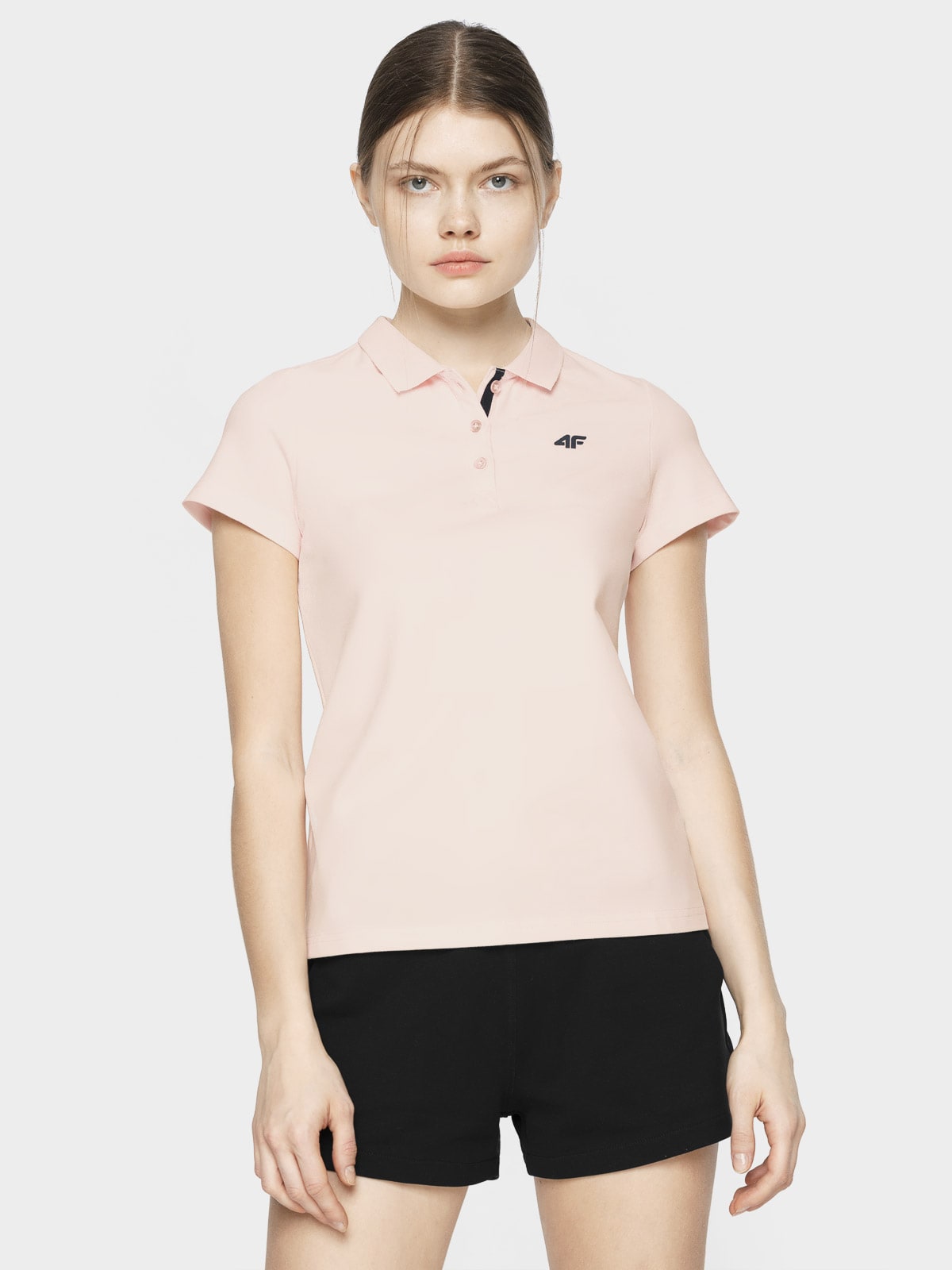 Tricou polo regular pentru femei - roz pudrat